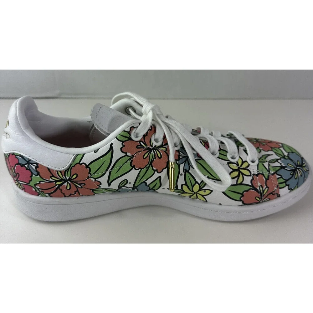 Adidas x Stan Smith All-Over Floral Print Shoes 2021 Sneakers Cloud White Size 8 - Picture 3 of 16